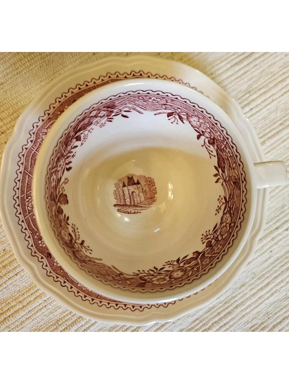 Villeroy & Boch Burgenland Red Set Teapot Cup Saucer Mini Sauce Boat Underplate - Picture 7 of 16